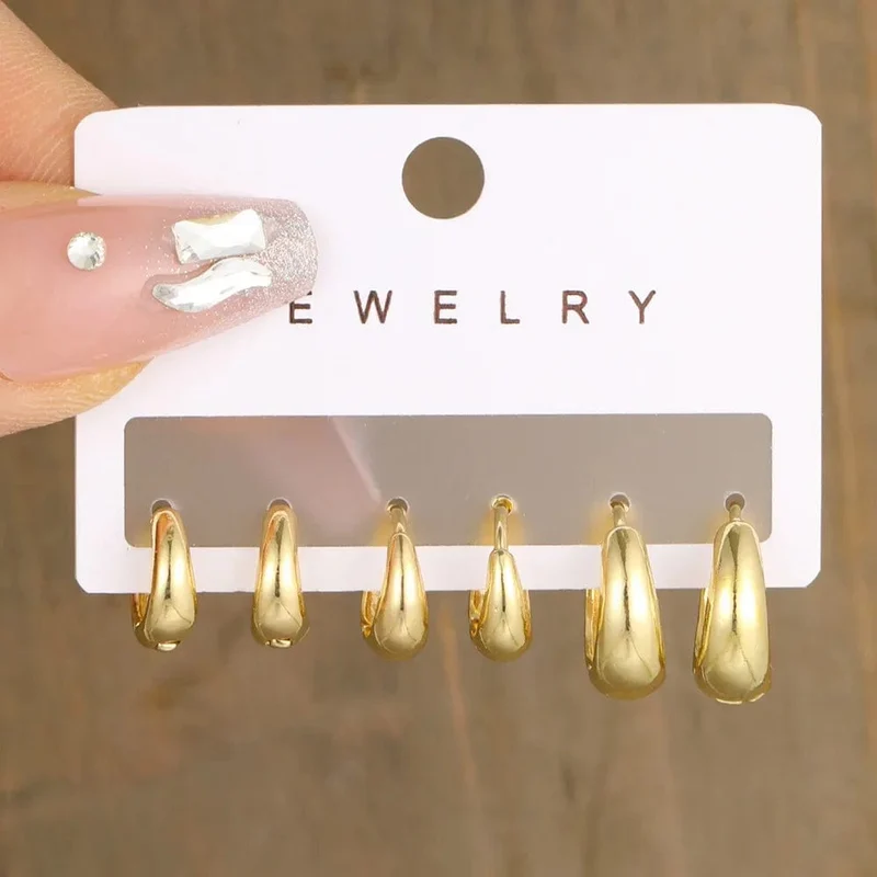 6 Stück trendige minimalistische Creolen aus Edelstahl für Frauen mit Kristallzirkonia, Huggie Circle Punk-Ohrringe, Piercing-Schmuck