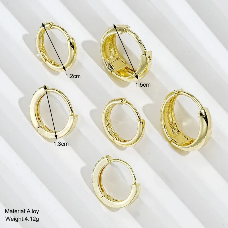 6 Stück trendige minimalistische Creolen aus Edelstahl für Frauen mit Kristallzirkonia, Huggie Circle Punk-Ohrringe, Piercing-Schmuck
