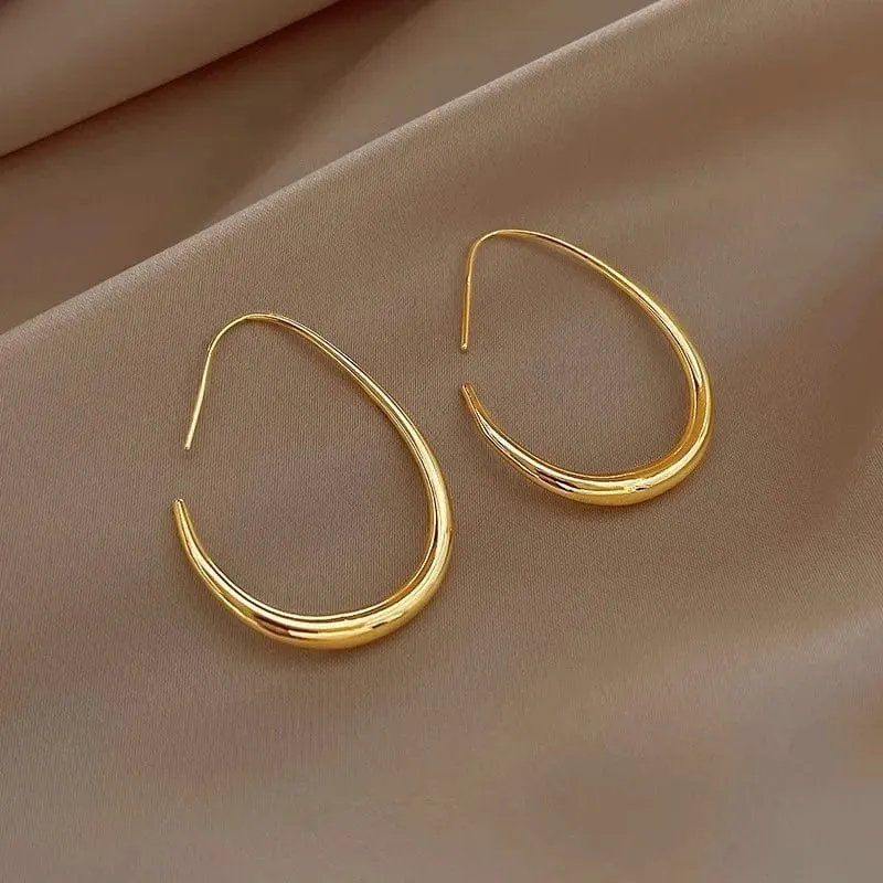 Heißer Verkauf 925 Silber Nadel Geometrische Oval Hoop Ohrringe Für Frauen Einfache Desgin Ohrringe Party Hochzeit Schmuck eh2008