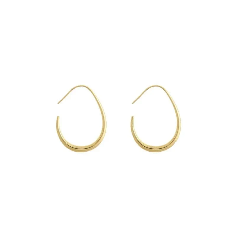 Heißer Verkauf 925 Silber Nadel Geometrische Oval Hoop Ohrringe Für Frauen Einfache Desgin Ohrringe Party Hochzeit Schmuck eh2008