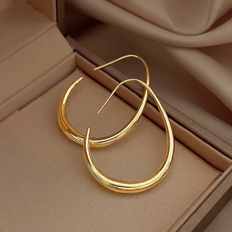 Heißer Verkauf 925 Silber Nadel Geometrische Oval Hoop Ohrringe Für Frauen Einfache Desgin Ohrringe Party Hochzeit Schmuck eh2008