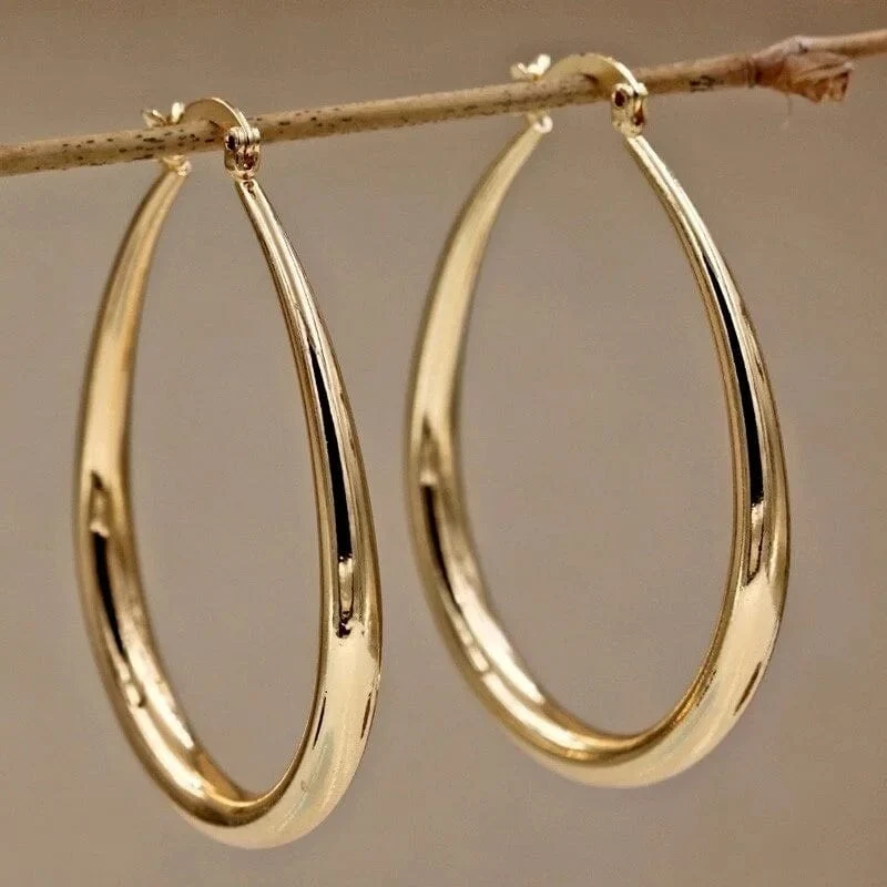 Glanz Gold Farbe Frauen Ohrringe Mode Glatte Creolen für Frauen, Verlobung, Hochzeit Schmuck Geschenk