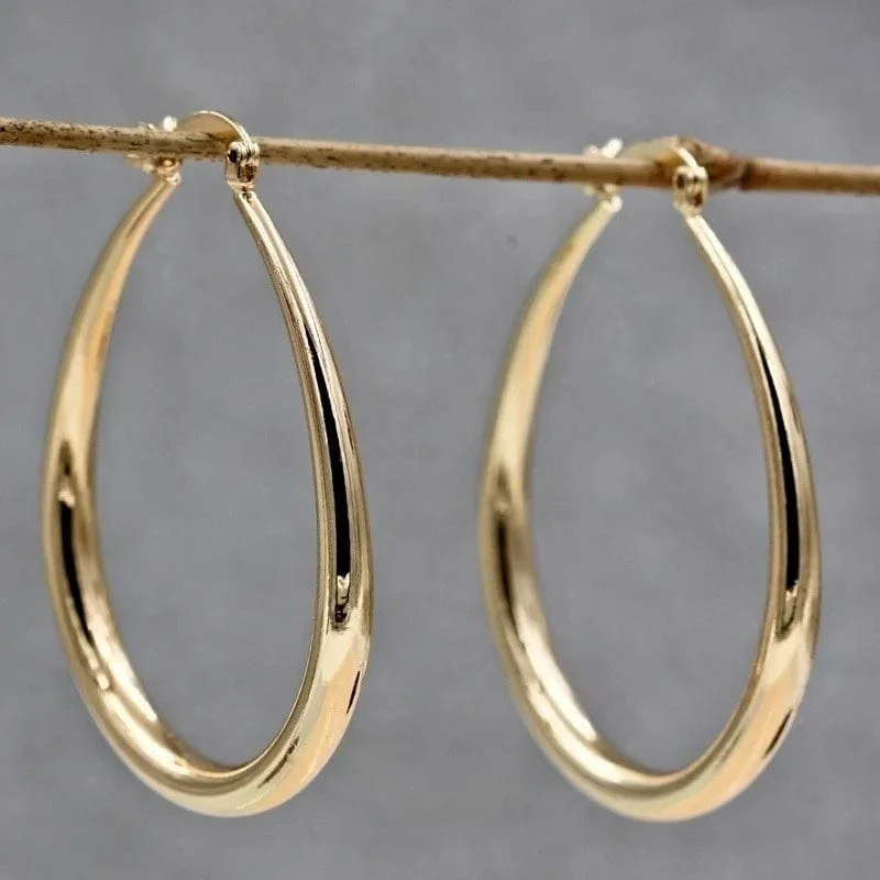 Glanz Gold Farbe Frauen Ohrringe Mode Glatte Creolen für Frauen, Verlobung, Hochzeit Schmuck Geschenk