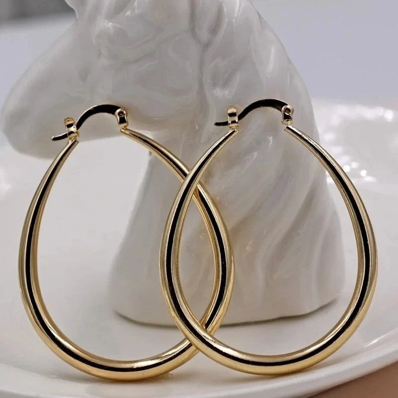 Glanz Gold Farbe Frauen Ohrringe Mode Glatte Creolen für Frauen, Verlobung, Hochzeit Schmuck Geschenk
