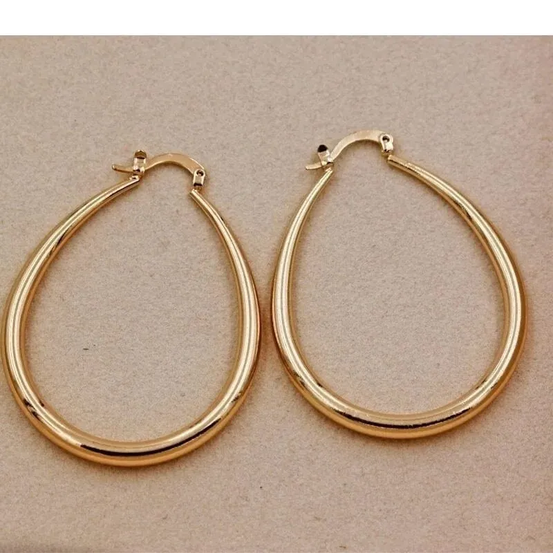 Glanz Gold Farbe Frauen Ohrringe Mode Glatte Creolen für Frauen, Verlobung, Hochzeit Schmuck Geschenk