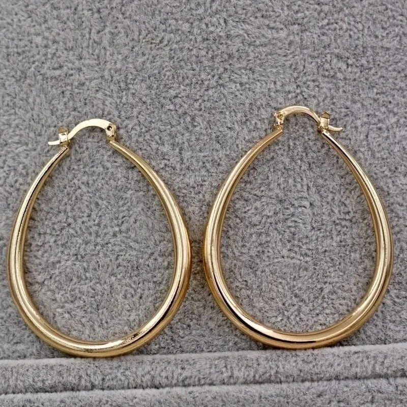 Glanz Gold Farbe Frauen Ohrringe Mode Glatte Creolen für Frauen, Verlobung, Hochzeit Schmuck Geschenk