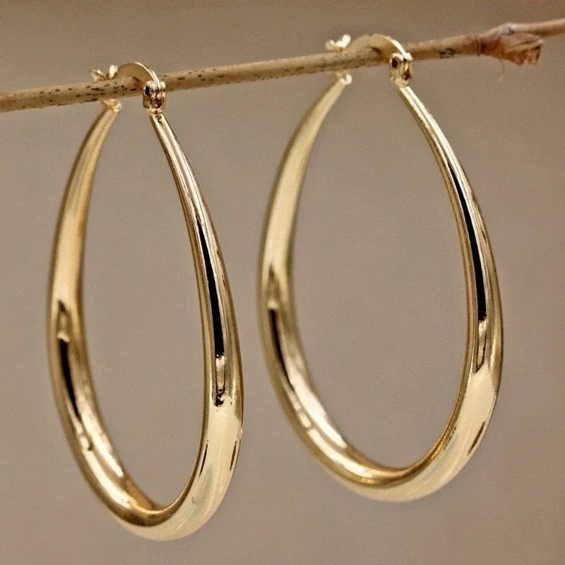 Glanz Gold Farbe Frauen Ohrringe Mode Glatte Creolen für Frauen, Verlobung, Hochzeit Schmuck Geschenk