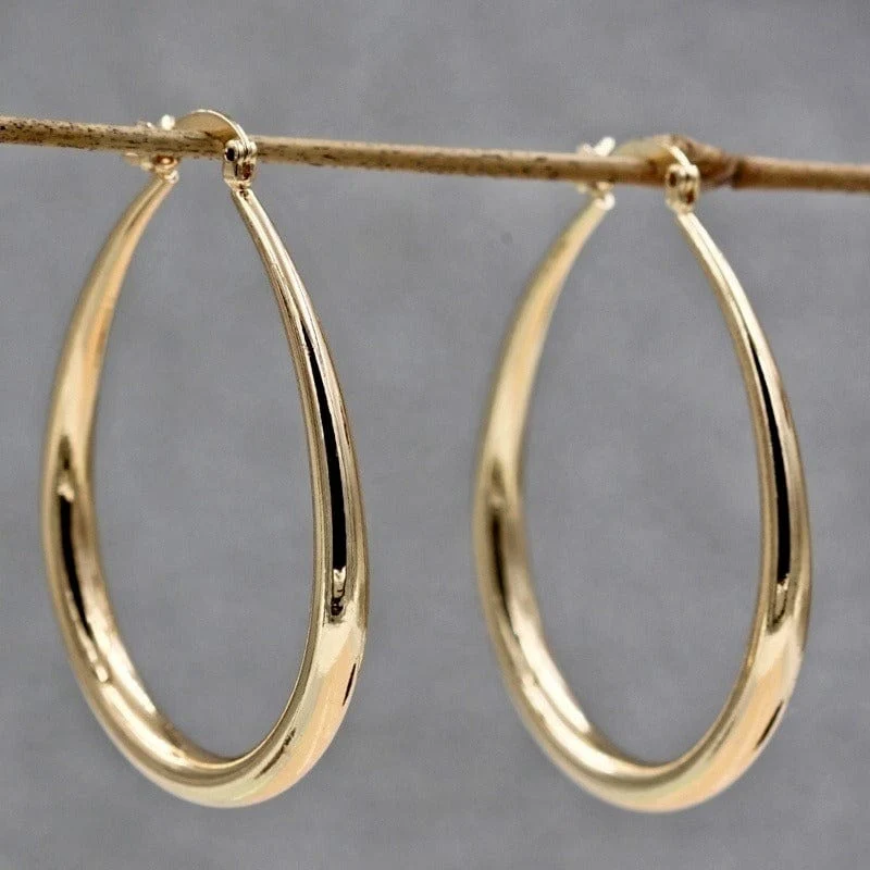 Glanz Gold Farbe Frauen Ohrringe Mode Glatte Creolen für Frauen, Verlobung, Hochzeit Schmuck Geschenk