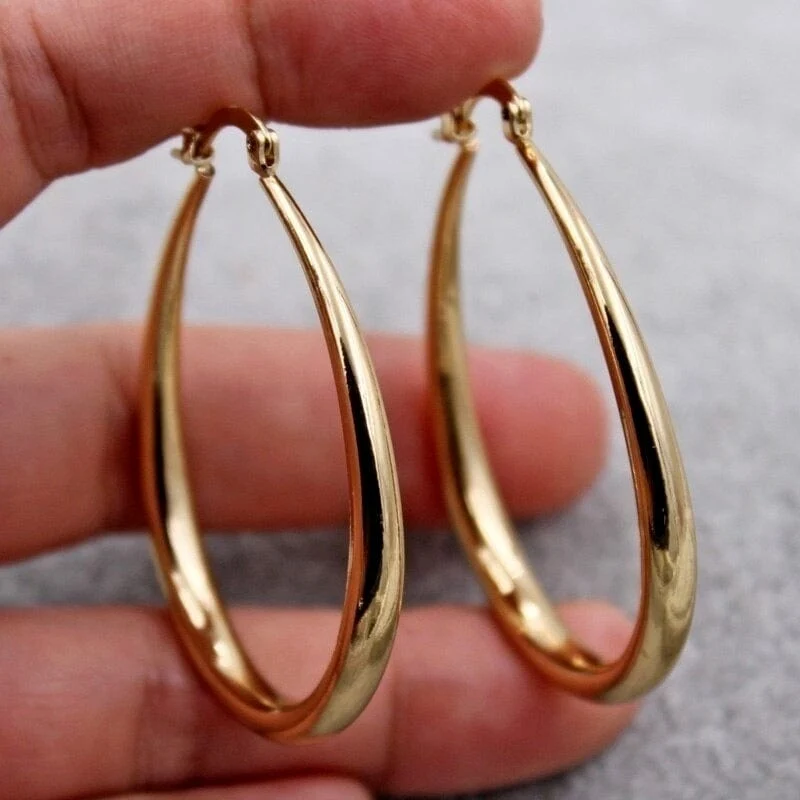 Glanz Gold Farbe Frauen Ohrringe Mode Glatte Creolen für Frauen, Verlobung, Hochzeit Schmuck Geschenk