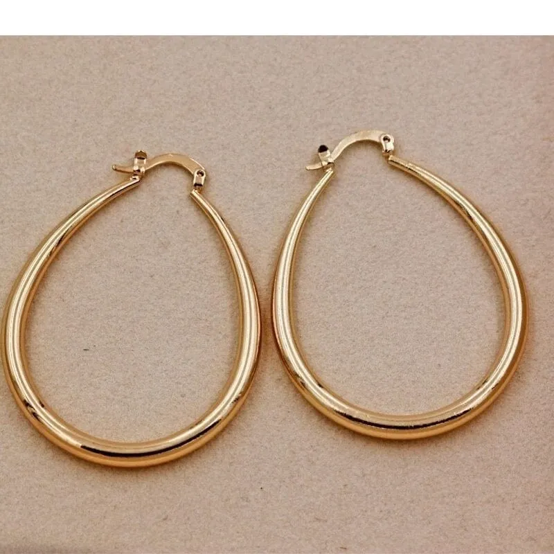 Glanz Gold Farbe Frauen Ohrringe Mode Glatte Creolen für Frauen, Verlobung, Hochzeit Schmuck Geschenk