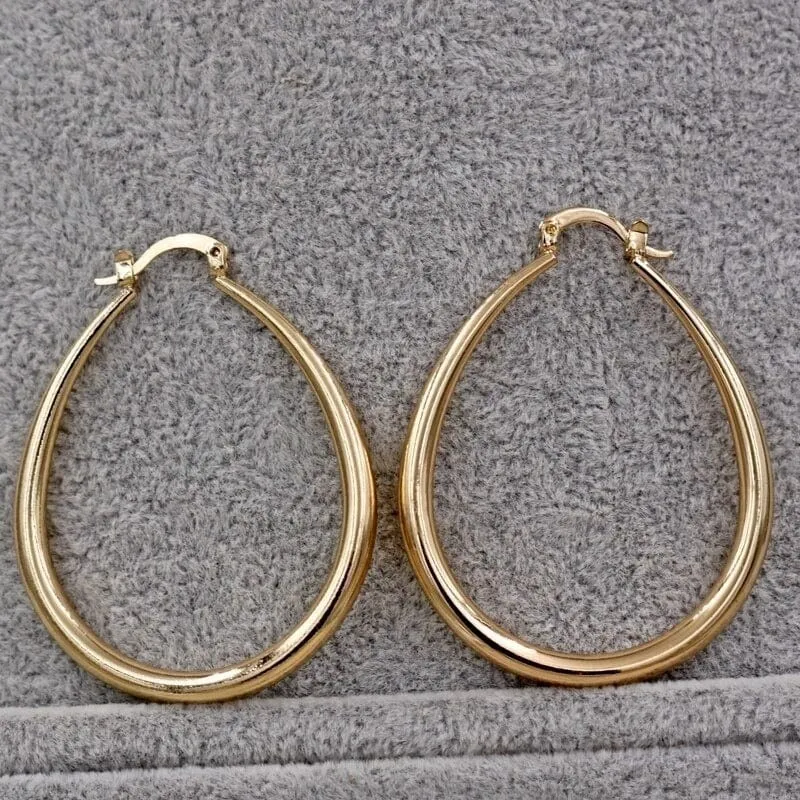 Glanz Gold Farbe Frauen Ohrringe Mode Glatte Creolen für Frauen, Verlobung, Hochzeit Schmuck Geschenk