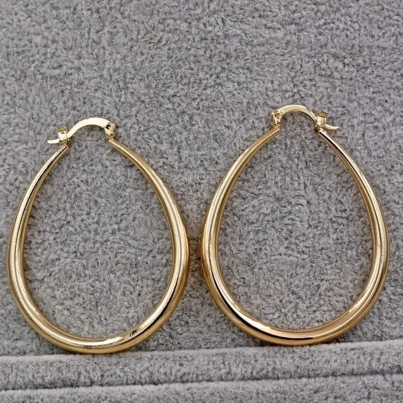 Glanz Gold Farbe Frauen Ohrringe Mode Glatte Creolen für Frauen, Verlobung, Hochzeit Schmuck Geschenk
