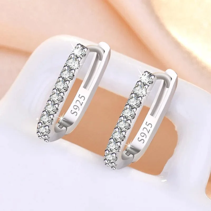 925 Sterling Silber Kristall Schmuck Mode Zirkon Kreis Hoop Ohrringe Für Frau Neue XY0179