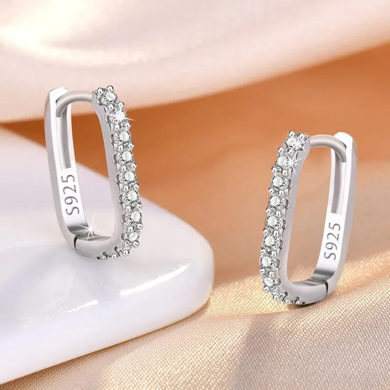 925 Sterling Silber Kristall Schmuck Mode Zirkon Kreis Hoop Ohrringe Für Frau Neue XY0179