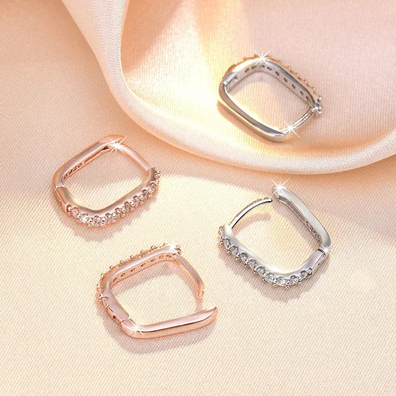 925 Sterling Silber Kristall Schmuck Mode Zirkon Kreis Hoop Ohrringe Für Frau Neue XY0179