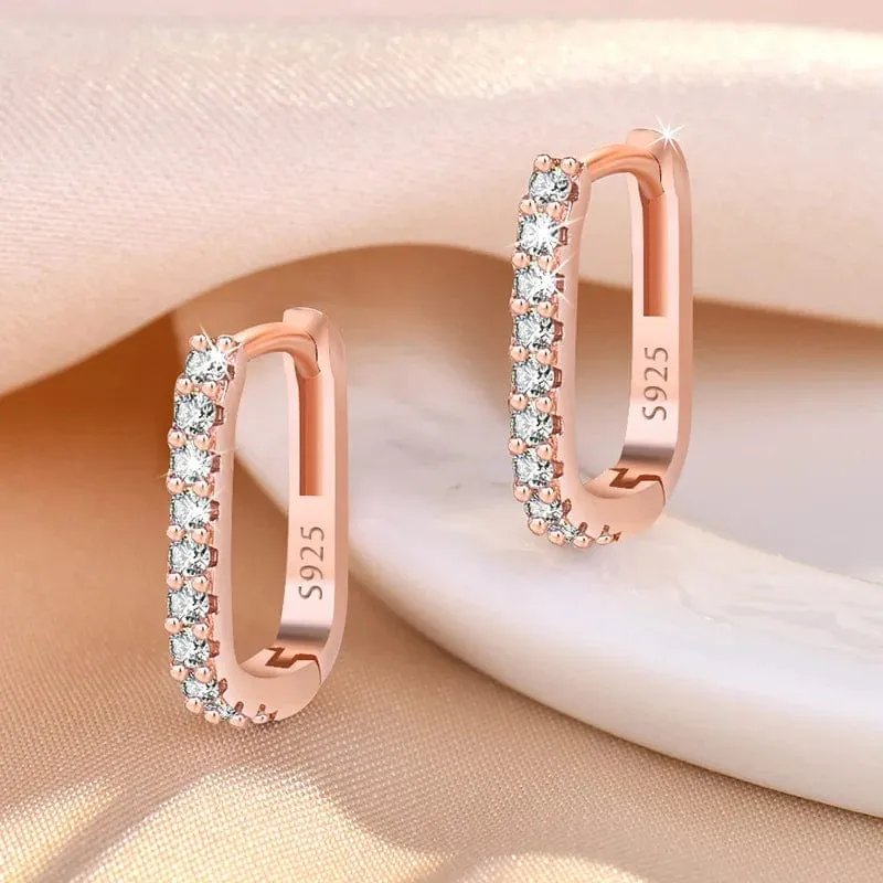 925 Sterling Silber Kristall Schmuck Mode Zirkon Kreis Hoop Ohrringe Für Frau Neue XY0179