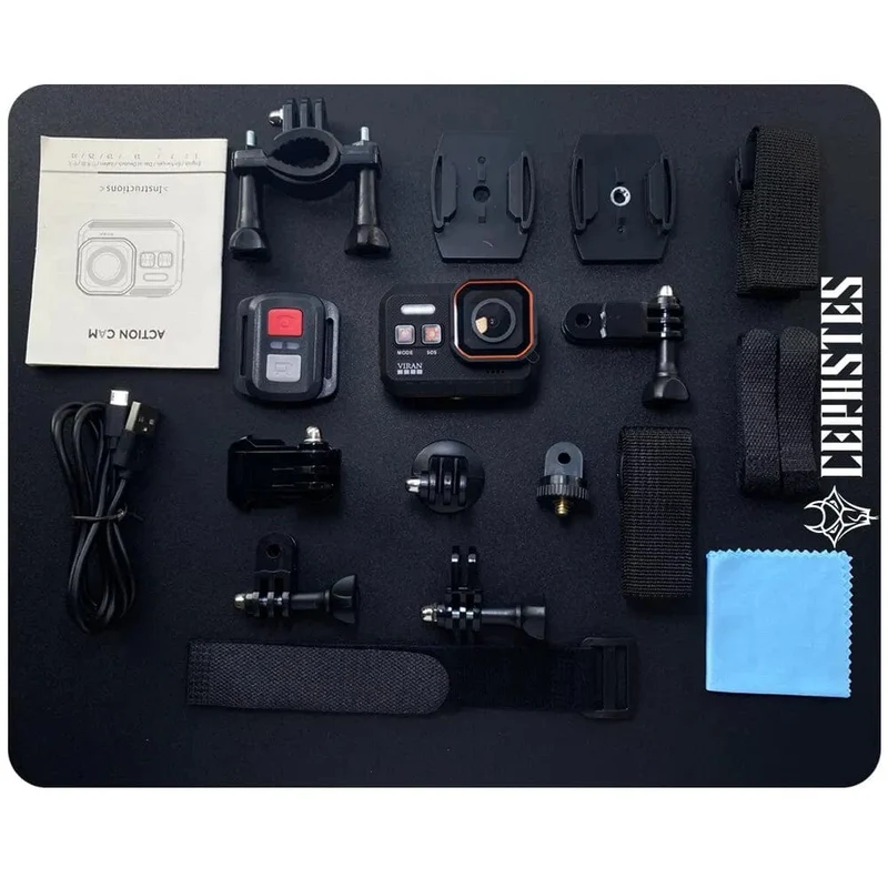 CERASTES Action Kamera 4K60FPS Mit Fernbedienung Bildschirm Wasserdichte Sport Kamera Drive Recorder Sport Kamera Helm Action Cam