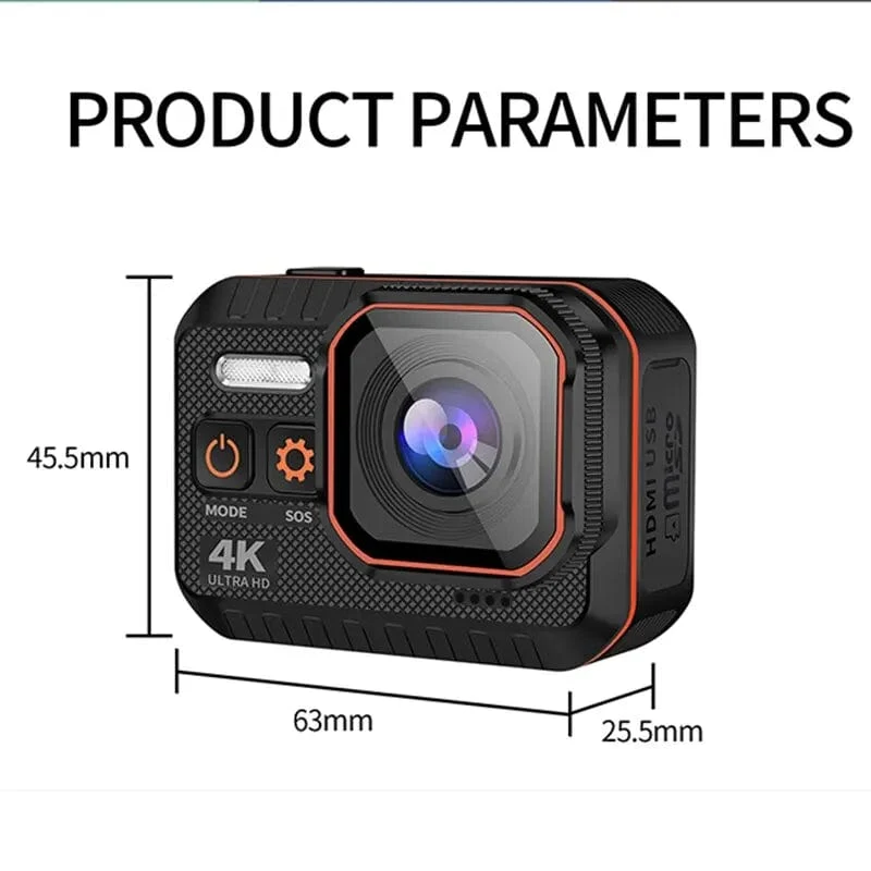 CERASTES Action Kamera 4K60FPS Mit Fernbedienung Bildschirm Wasserdichte Sport Kamera Drive Recorder Sport Kamera Helm Action Cam