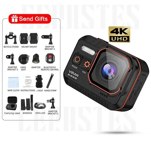 CERASTES Action Kamera 4K60FPS Mit Fernbedienung Bildschirm Wasserdichte Sport Kamera Drive Recorder Sport Kamera Helm Action Cam