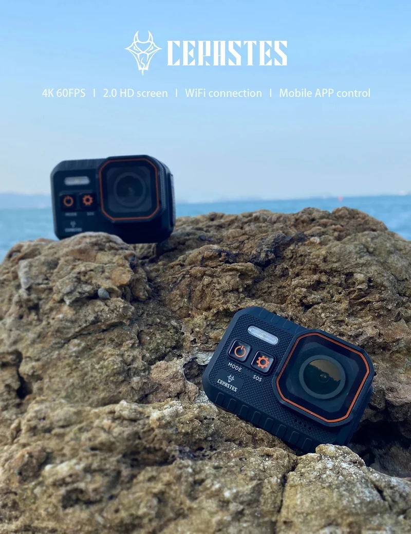 CERASTES Action Kamera 4K60FPS Mit Fernbedienung Bildschirm Wasserdichte Sport Kamera Drive Recorder Sport Kamera Helm Action Cam