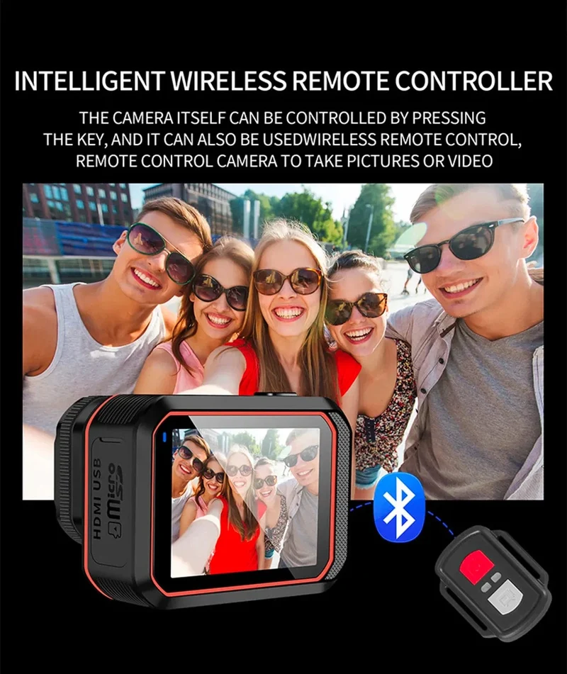 CERASTES Action Kamera 4K60FPS Mit Fernbedienung Bildschirm Wasserdichte Sport Kamera Drive Recorder Sport Kamera Helm Action Cam