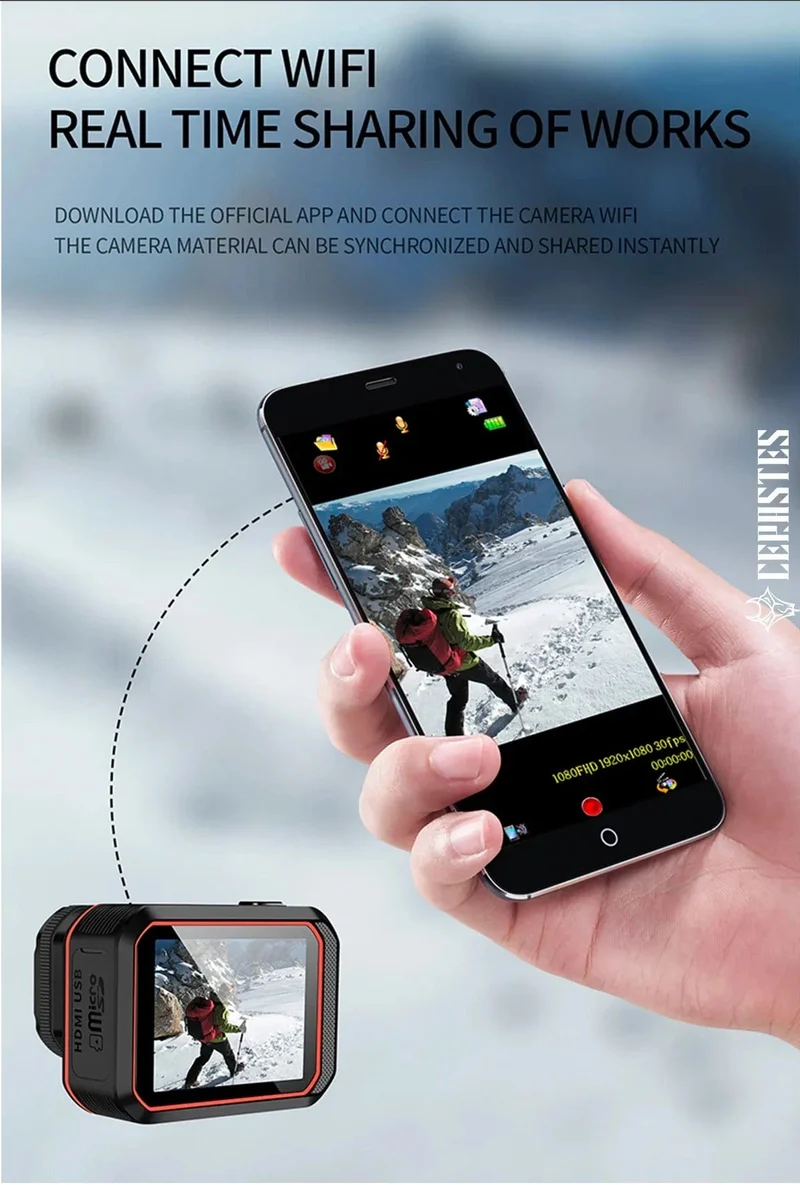 CERASTES Action Kamera 4K60FPS Mit Fernbedienung Bildschirm Wasserdichte Sport Kamera Drive Recorder Sport Kamera Helm Action Cam