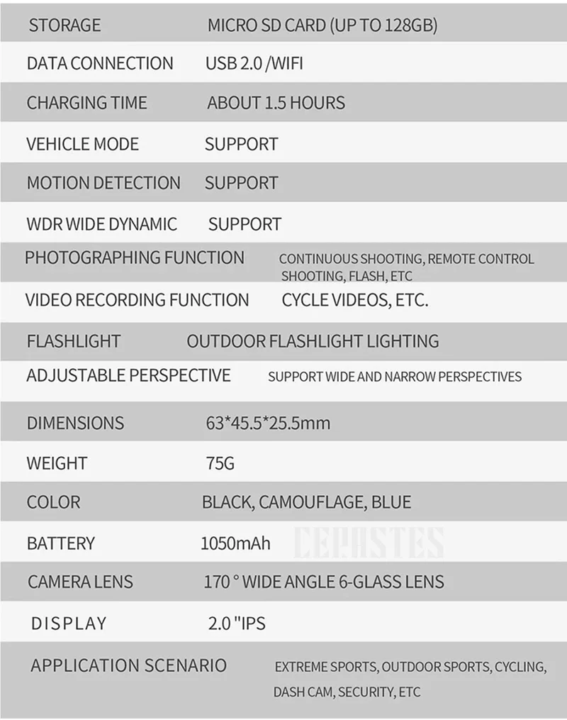 CERASTES Action Kamera 4K60FPS Mit Fernbedienung Bildschirm Wasserdichte Sport Kamera Drive Recorder Sport Kamera Helm Action Cam