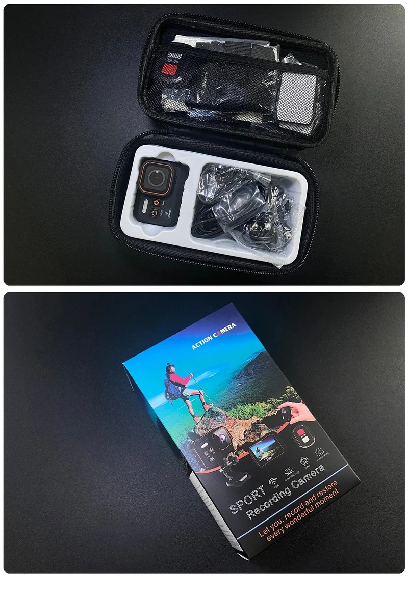 CERASTES Action Kamera 4K60FPS Mit Fernbedienung Bildschirm Wasserdichte Sport Kamera Drive Recorder Sport Kamera Helm Action Cam