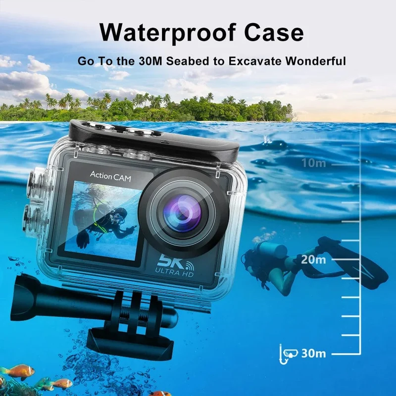 5K Action Kamera 4K60FPS Dual IPS Touch LCD WiFi 170 ° 30M Wasserdicht 5X Zoom Anti-Shake Sport Kamera mit Fernbedienung