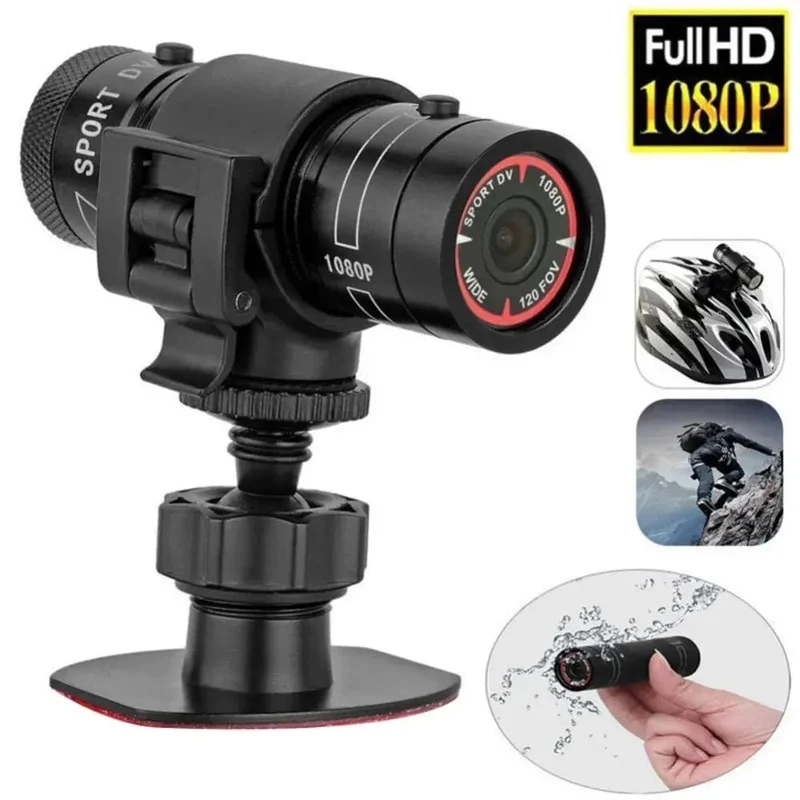 Mini-Sport-DV-Action-Sportkamera mit Taschenlampe, Helm, Full HD 1080P-Video, ideal für Fahrrad, Motorrad, wasserdichter Camcorder