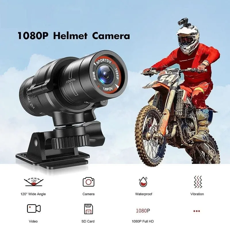 Mini-Sport-DV-Action-Sportkamera mit Taschenlampe, Helm, Full HD 1080P-Video, ideal für Fahrrad, Motorrad, wasserdichter Camcorder