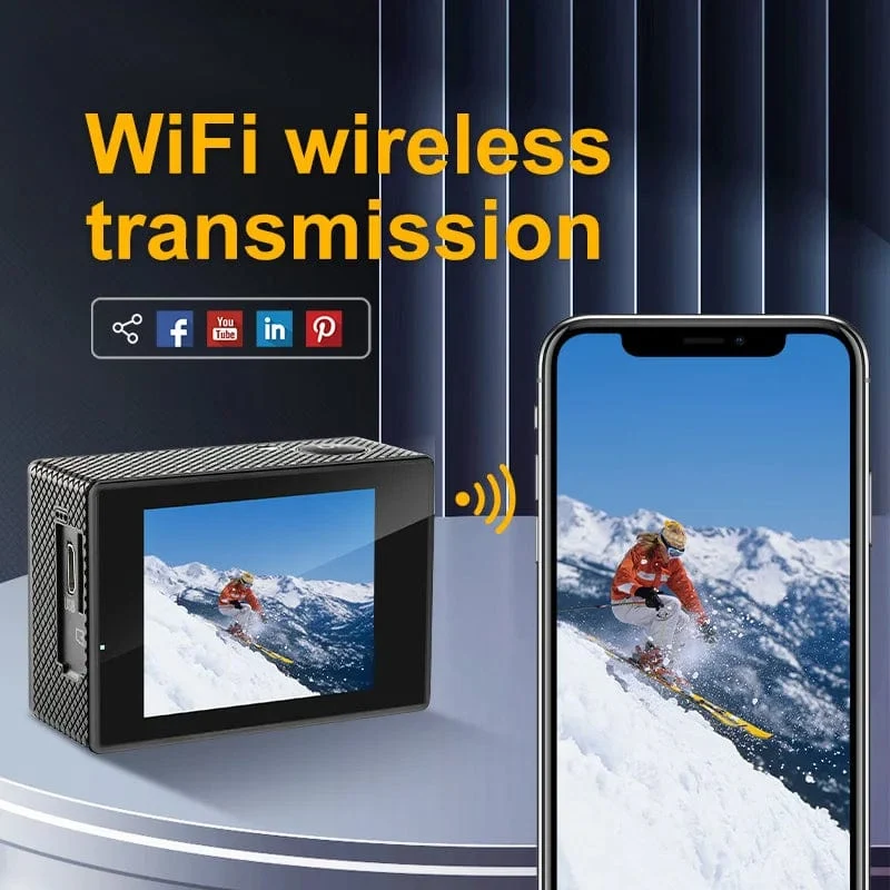 Action-Kamera Ultra HD 4K/30fps WiFi 2.0 Zoll 140D wasserdichte Unterwasser-Helm-Videoaufzeichnungskameras Fahrrad-Vlog-Kamera