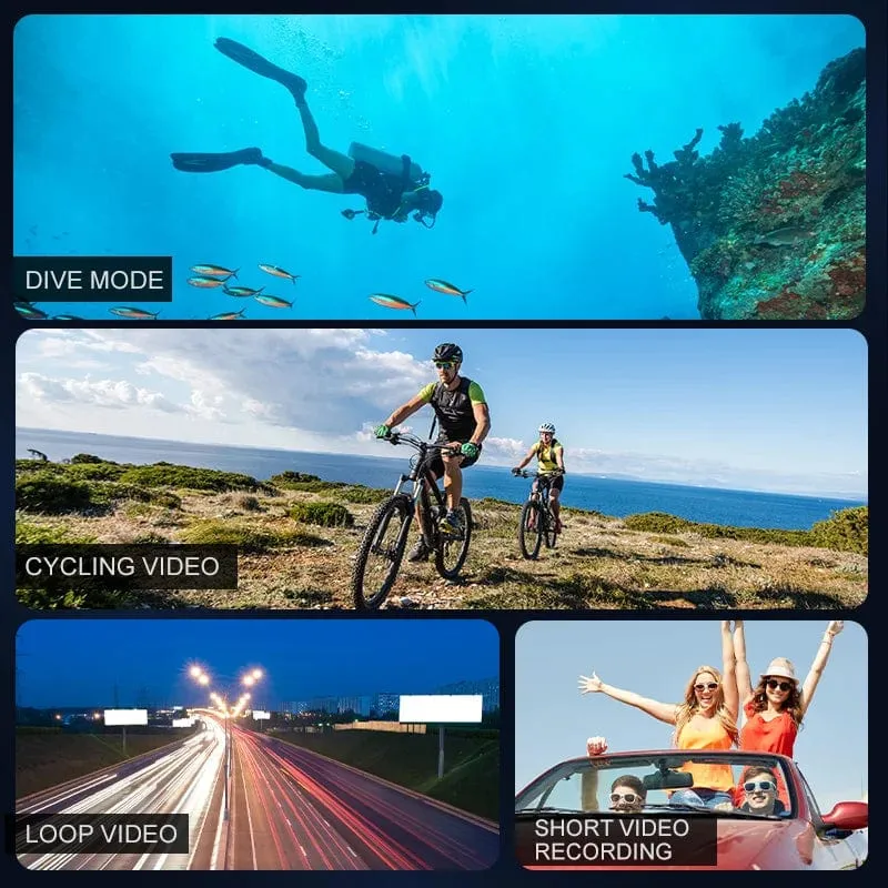Action-Kamera Ultra HD 4K/30fps WiFi 2.0 Zoll 140D wasserdichte Unterwasser-Helm-Videoaufzeichnungskameras Fahrrad-Vlog-Kamera