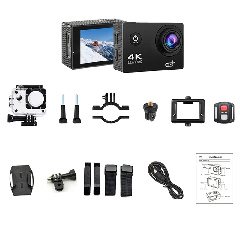 Action-Kamera Ultra HD 4K/30fps WiFi 2.0 Zoll 140D wasserdichte Unterwasser-Helm-Videoaufzeichnungskameras Fahrrad-Vlog-Kamera
