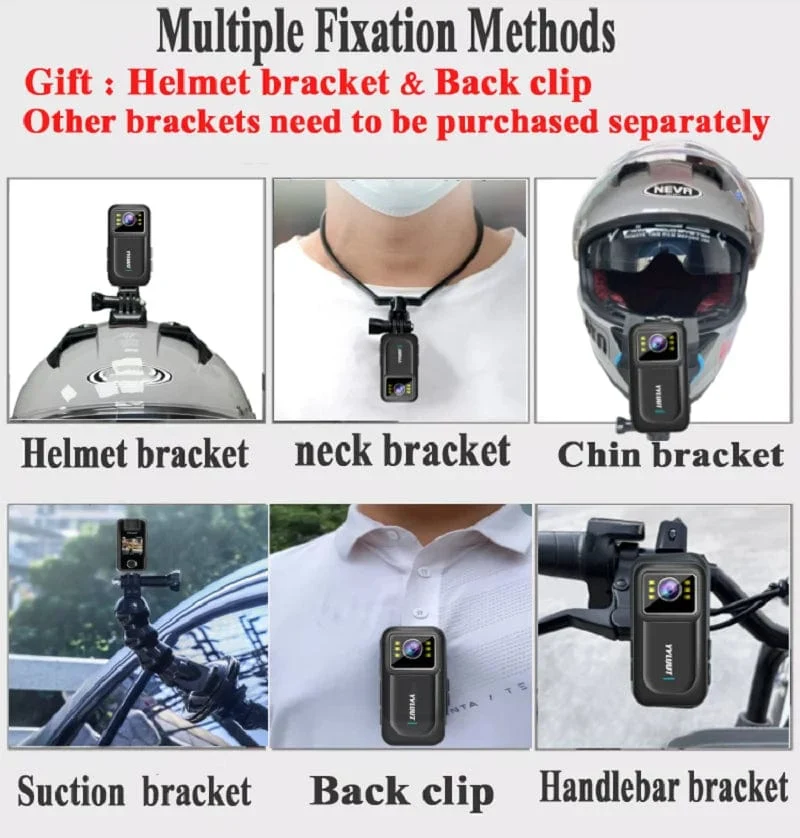 Full HD 1080P Motorrad-Fahrradhelmkamera 150° Weitwinkel IP67 wasserdichte Actionkamera tragbarer Fahrrekorder Bodycam