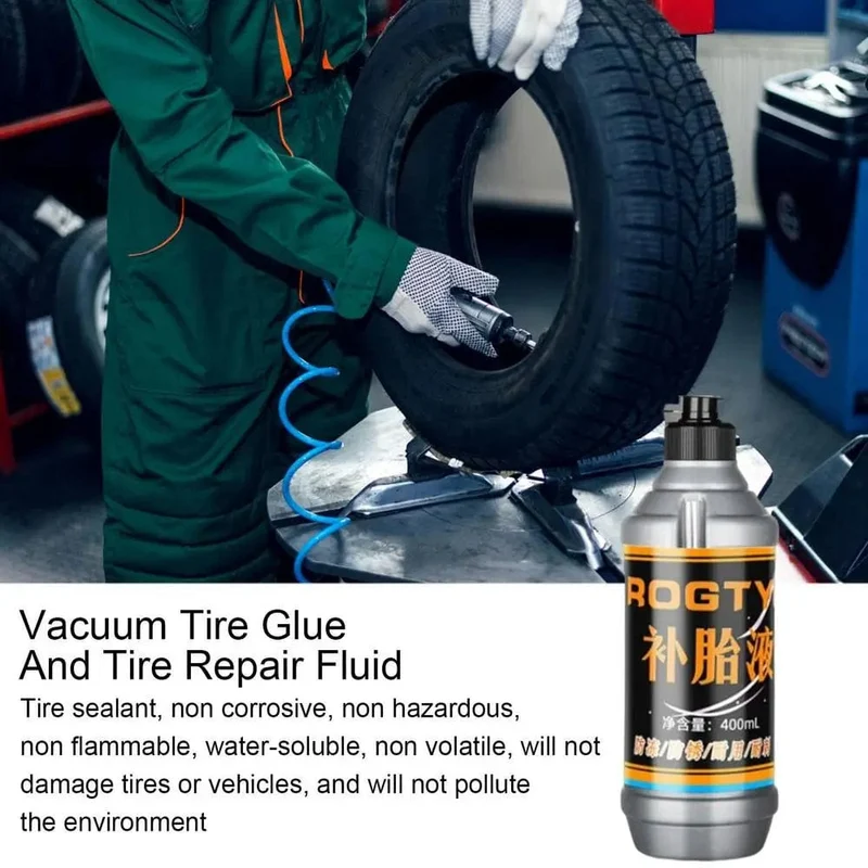Reifendichtmittel, 400 ml, großes Fassungsvermögen, Reparaturset für Autoreifen, zerstörungsfreies, schnelles Reparaturset für platte Reifen für kleine und mittlere Räder