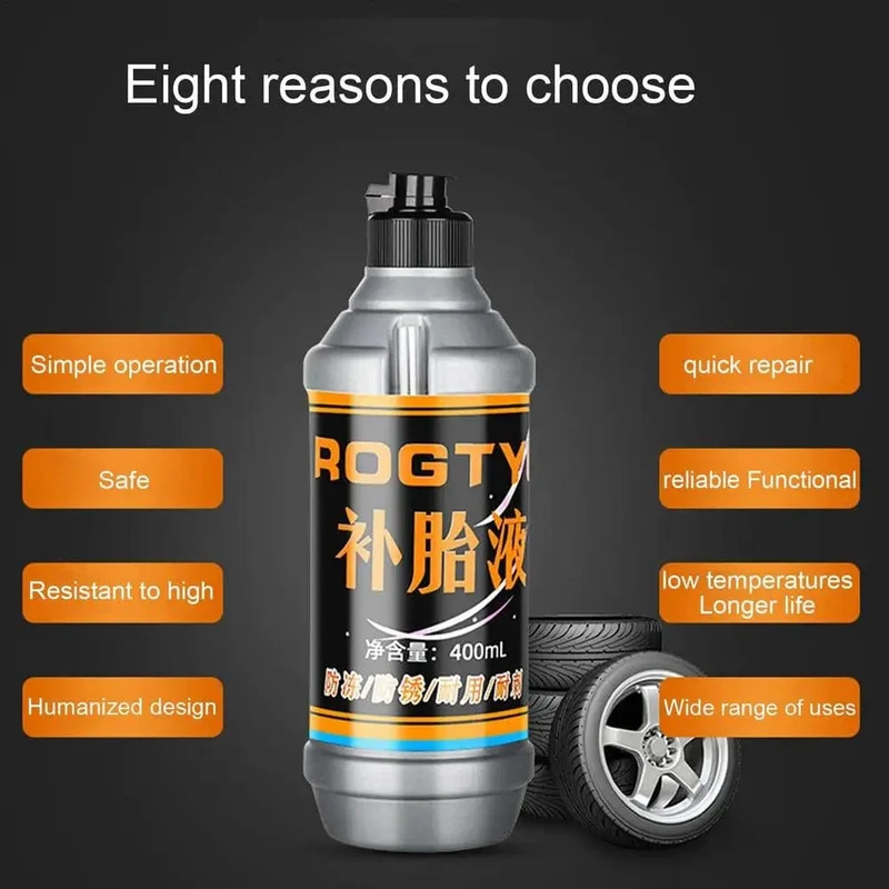 Reifendichtmittel, 400 ml, großes Fassungsvermögen, Reparaturset für Autoreifen, zerstörungsfreies, schnelles Reparaturset für platte Reifen für kleine und mittlere Räder