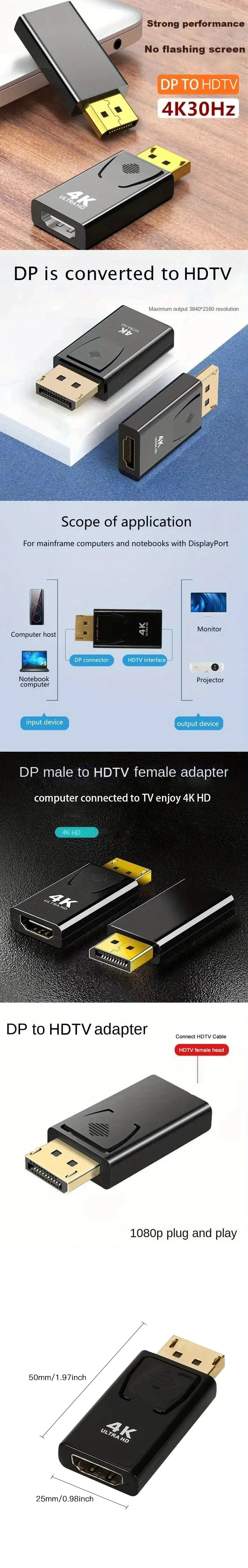 DP zu HDTV 4K Anschluss DisplayPort DP Stecker auf HDMI Buchse Adapter Konverter Video Audio Stecker Schalter für Computer TV Laptop