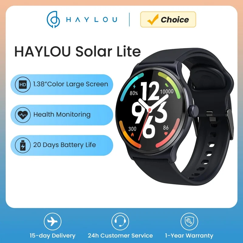 HAYLOU Solar Lite Smart Watch, über 100 Trainingsmodi, Smartwatch, Herzfrequenz, Blutsauerstoffüberwachung, Schlaf- und Stresstests, Sportuhr