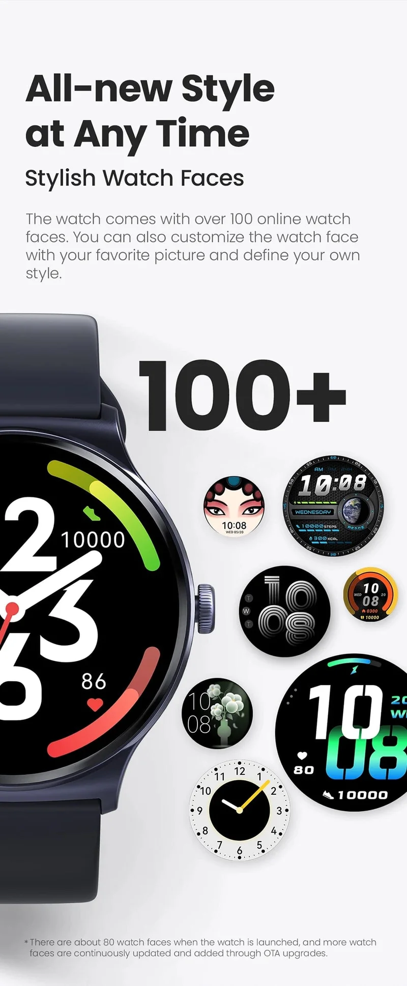 HAYLOU Solar Lite Smart Watch, über 100 Trainingsmodi, Smartwatch, Herzfrequenz, Blutsauerstoffüberwachung, Schlaf- und Stresstests, Sportuhr