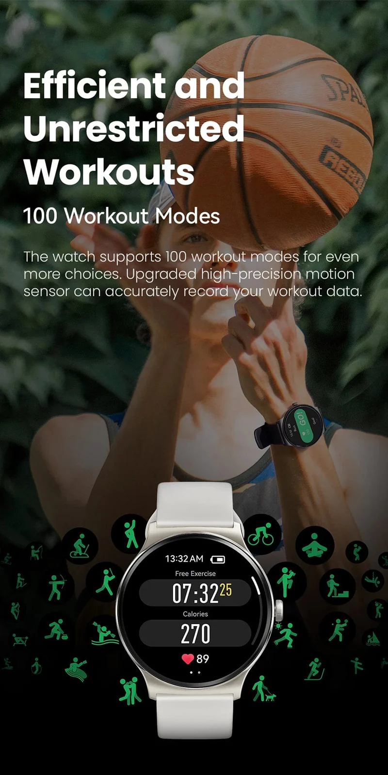 HAYLOU Solar Lite Smart Watch, über 100 Trainingsmodi, Smartwatch, Herzfrequenz, Blutsauerstoffüberwachung, Schlaf- und Stresstests, Sportuhr