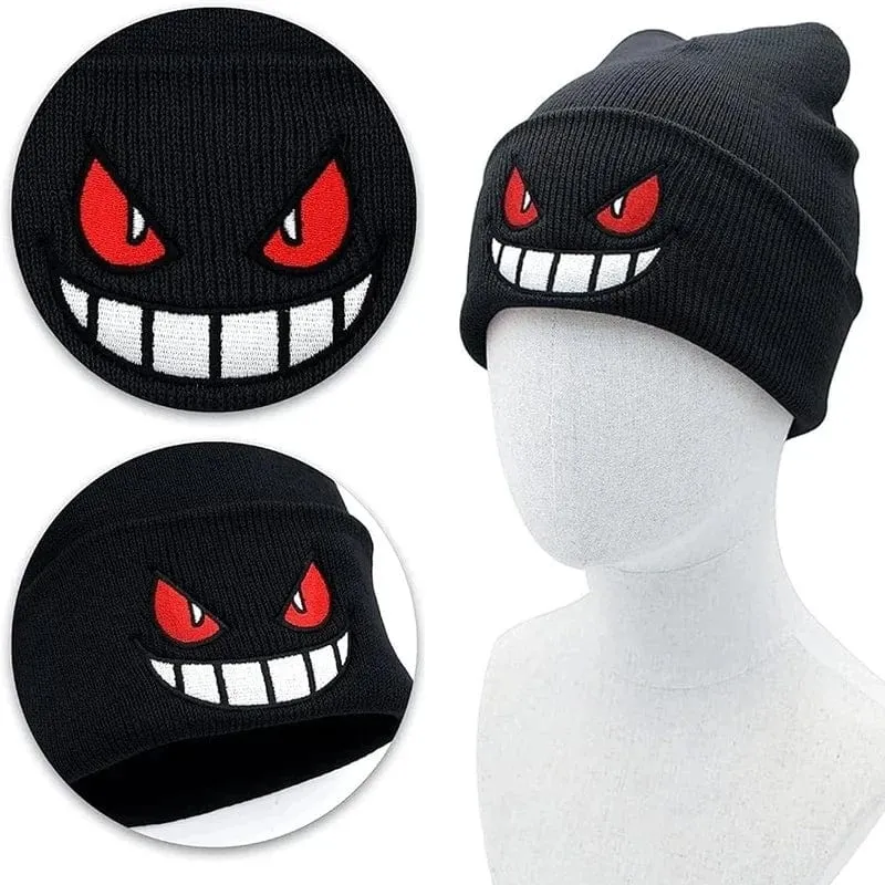 Anime Unisex Winter Gengar Hut Erwachsene Kinder Bestickte Gestrickte Herbst Winter Warme Mütze Weihnachtsgeschenk Cosplay Prop