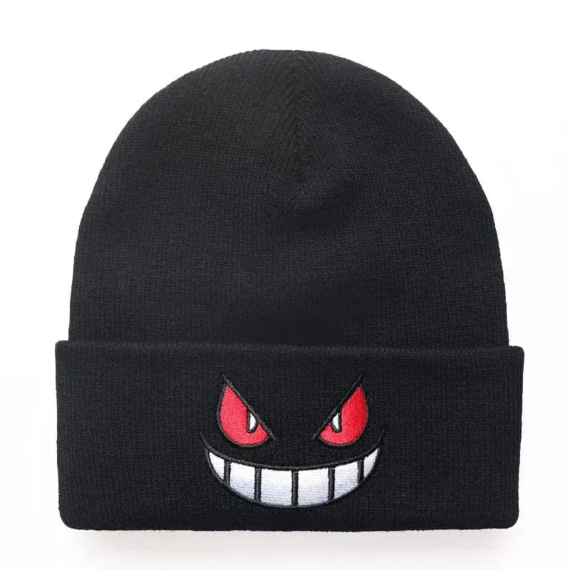 Anime Unisex Winter Gengar Hut Erwachsene Kinder Bestickte Gestrickte Herbst Winter Warme Mütze Weihnachtsgeschenk Cosplay Prop