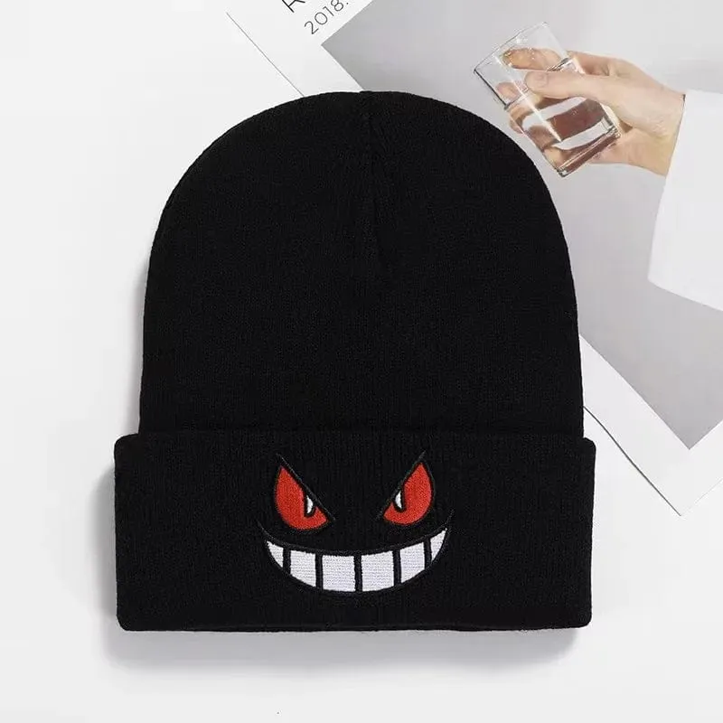 Anime Unisex Winter Gengar Hut Erwachsene Kinder Bestickte Gestrickte Herbst Winter Warme Mütze Weihnachtsgeschenk Cosplay Prop