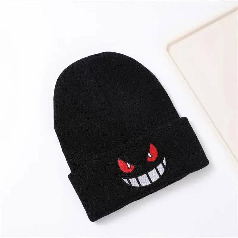 Anime Unisex Winter Gengar Hut Erwachsene Kinder Bestickte Gestrickte Herbst Winter Warme Mütze Weihnachtsgeschenk Cosplay Prop