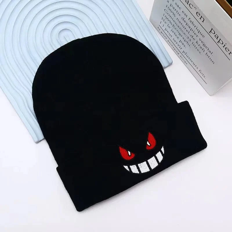 Anime Unisex Winter Gengar Hut Erwachsene Kinder Bestickte Gestrickte Herbst Winter Warme Mütze Weihnachtsgeschenk Cosplay Prop