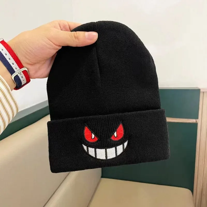 Anime Unisex Winter Gengar Hut Erwachsene Kinder Bestickte Gestrickte Herbst Winter Warme Mütze Weihnachtsgeschenk Cosplay Prop