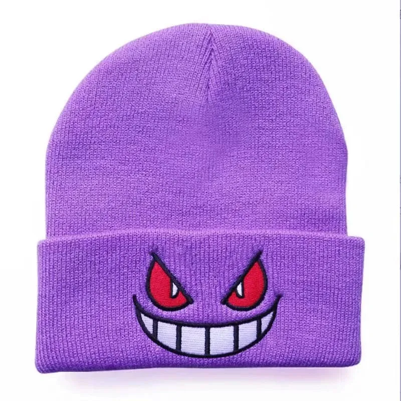 Anime Unisex Winter Gengar Hut Erwachsene Kinder Bestickte Gestrickte Herbst Winter Warme Mütze Weihnachtsgeschenk Cosplay Prop
