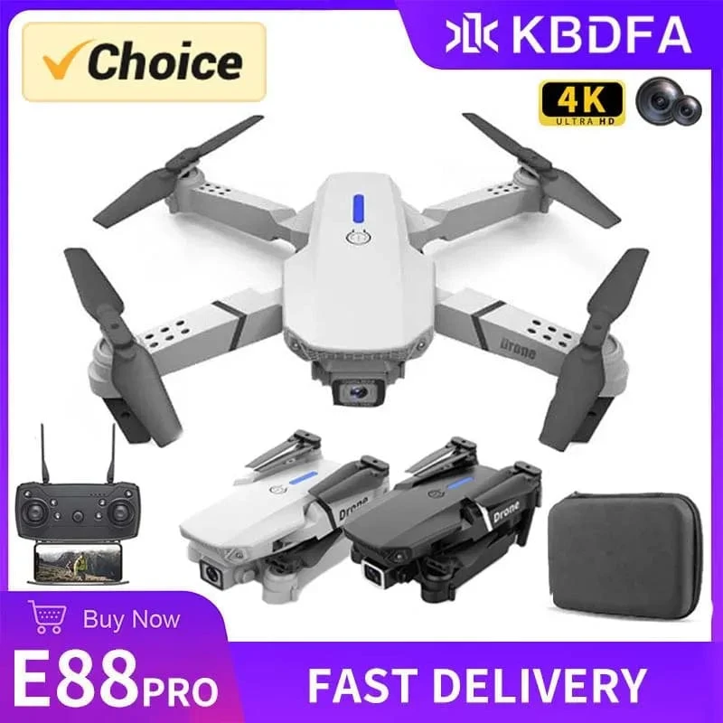 KBDFA 2023 Neue E88 Pro WIFI FPV Drohne Weitwinkel HD 4K 1080P Kamera Höhe halten RC Faltbarer Quadcopter Eders Hubschrauber Spielzeug Geschenk