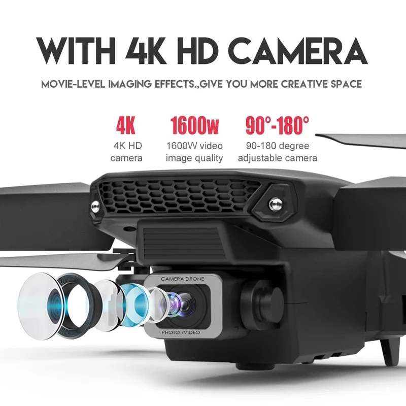 KBDFA 2023 Neue E88 Pro WIFI FPV Drohne Weitwinkel HD 4K 1080P Kamera Höhe halten RC Faltbarer Quadcopter Eders Hubschrauber Spielzeug Geschenk